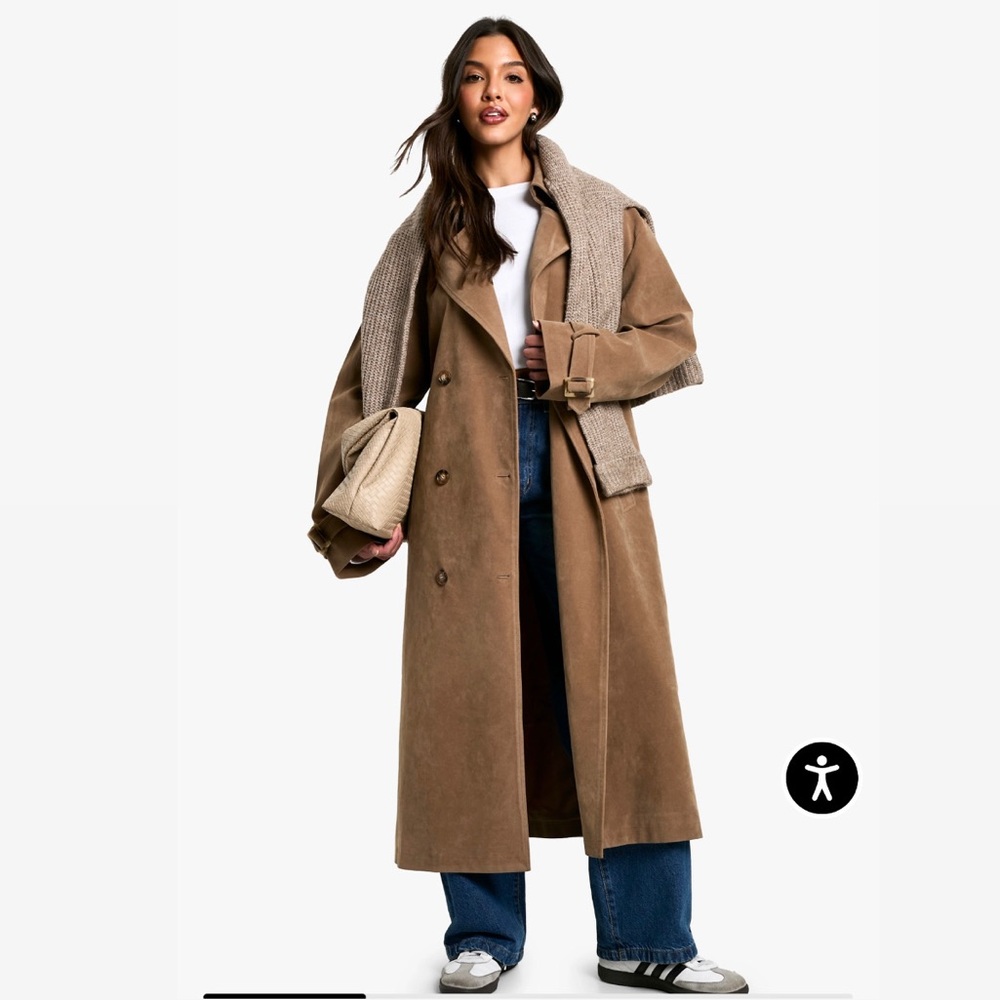 Boohoo Vintage Look Suedette Trench Coat